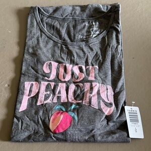 Torrid Gray Tank with Pink 'Just Peachy' Graphic